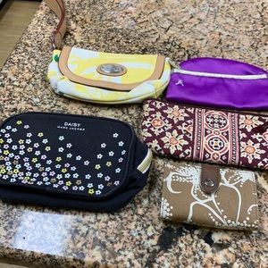 Wristlet, cosmetic cases, tiny wallet- bundle of 5